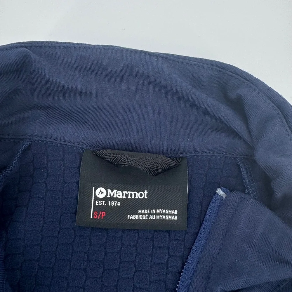 Marmot Mens Leconte Fleece Jacket Arctic Navy Blue Grid Full Zip 12770-2975 S